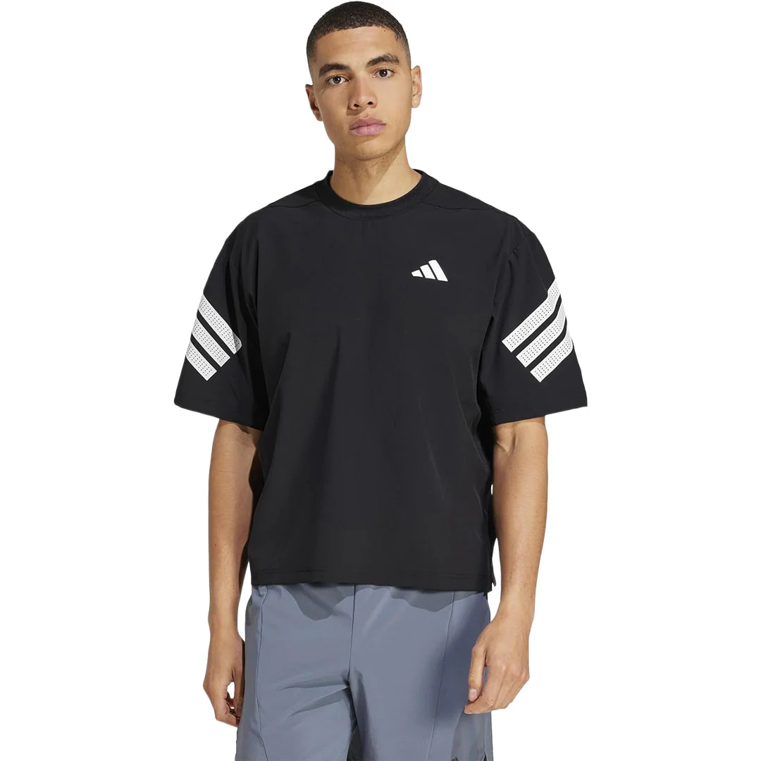 adidas - Men's Gym+ 3-Stripes Woven Pump Cover T-Shirt (JC5238) - Image 2