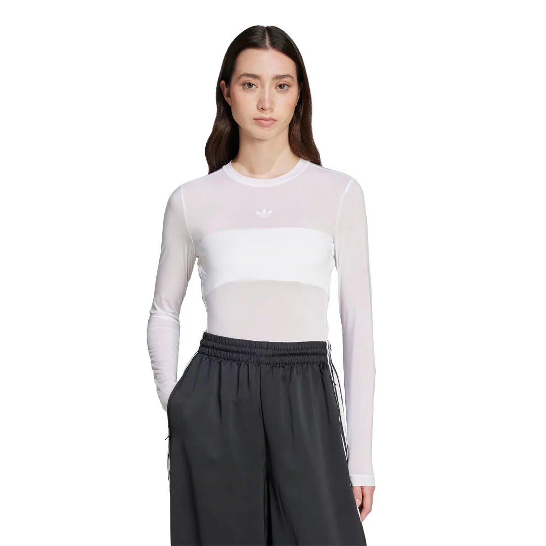 adidas - Women's Adicolor Sheer 3-Stripes Long Sleeve Top (JC5076) - Image 2