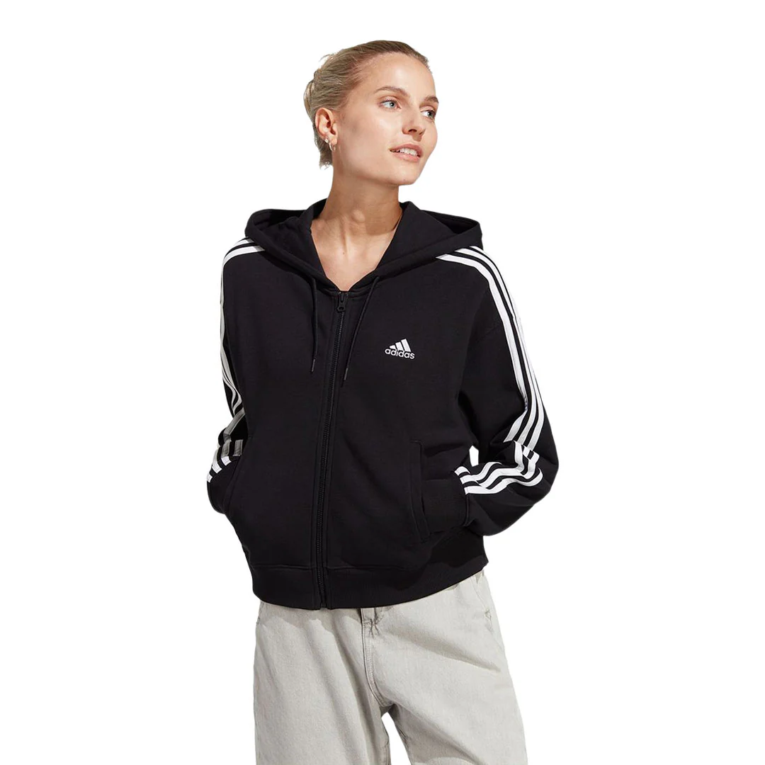 adidas - Women's Essentials 3-Stripes French Terry Bomber Full Zip Hoodie (IC8781) - Image 2