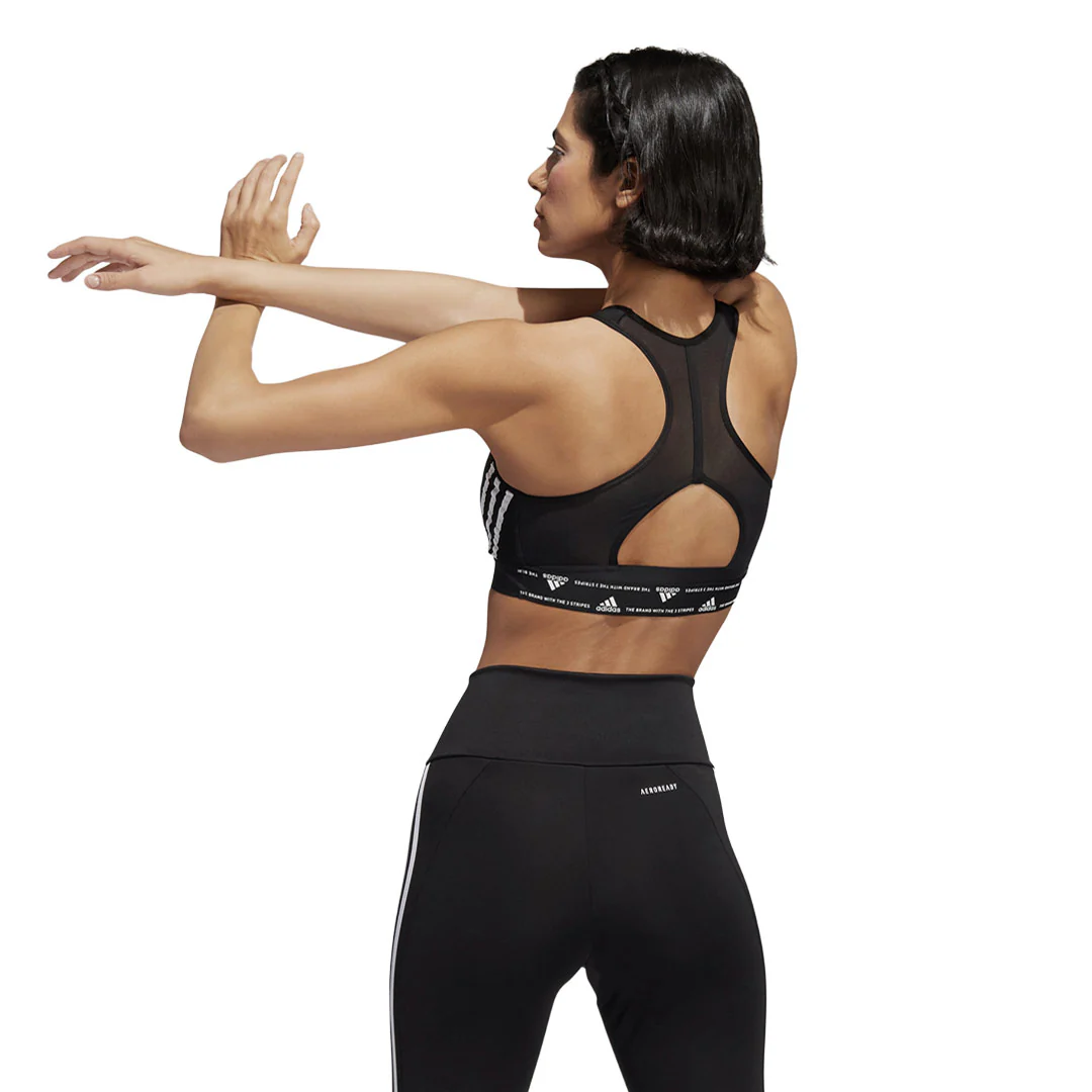 adidas - Women's Powerreact Training Medium-Support 3-Stripes Bra (HC7889) - Image 3