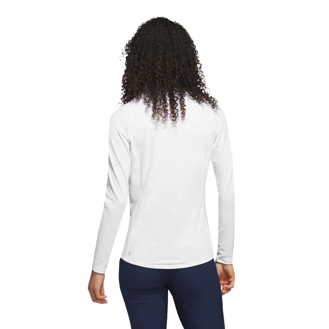 adidas - Women's Solid Long Sleeve 1/4 Zip Polos (HY3973) - Image 3