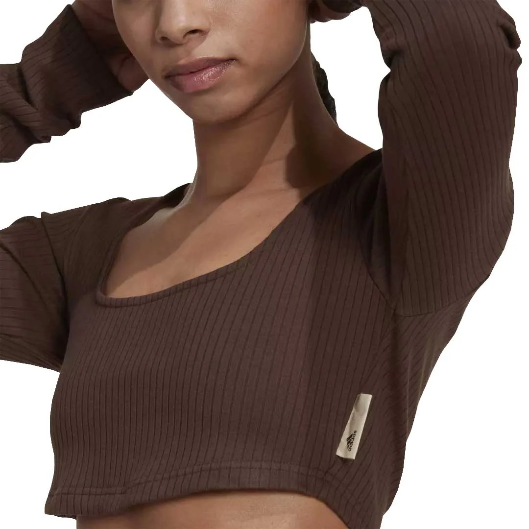 adidas - Women's Studio Lounge Ribbed Cropped T-Shirt (HN0678) - Image 5
