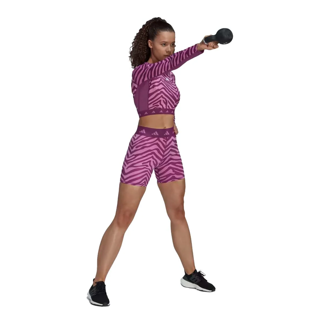 adidas - Women's Techfit Crop Long Sleeve Zebra T-Shirt (IB3610) - Image 4