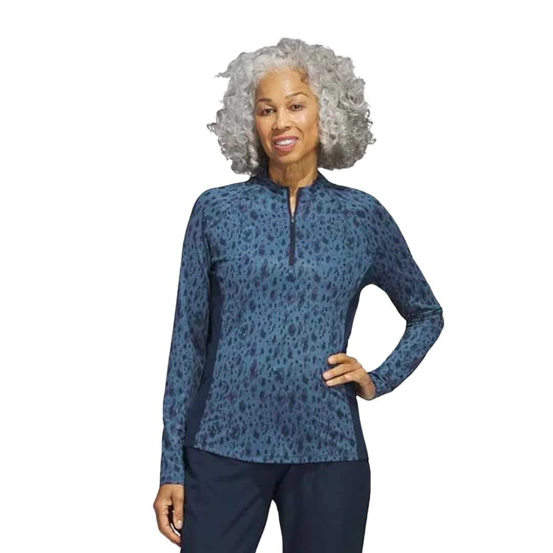 adidas - Women's Ultimate365 Printed 1/4 Zip Mock-Neck Long Sleeve Polo (HN5827) - Image 2
