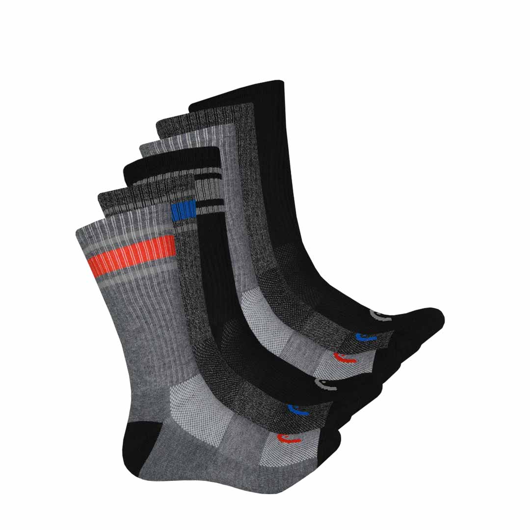 Head - Men's Cushion 6 Pack Crew Socks (HEAMHSR017 CHBK)