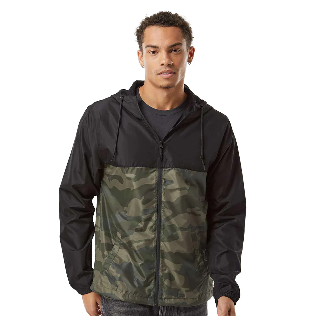 Independent Trading Company - Men's Lightweight Windbreaker Full Zip Jacket (EXP54LWZ BKFC) - Image 2