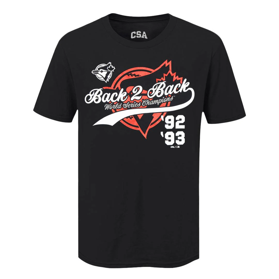 MLB - Men's Toronto Blue Jays Back 2 Back World Series Champions T-Shirt (XVML0LRMSC3A1PB 00BLK)